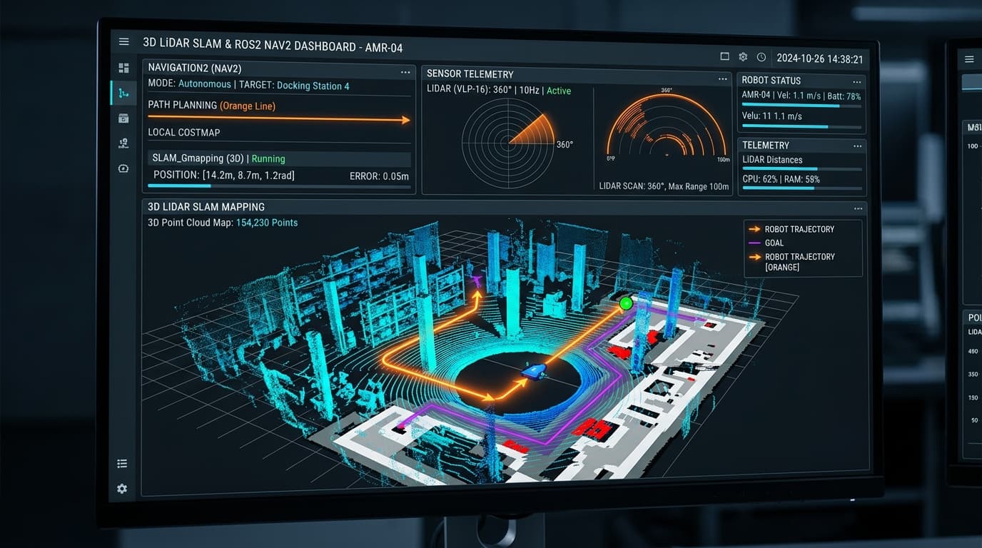 LiDAR haritalama ve 3D SLAM seyrüsefer konsolu